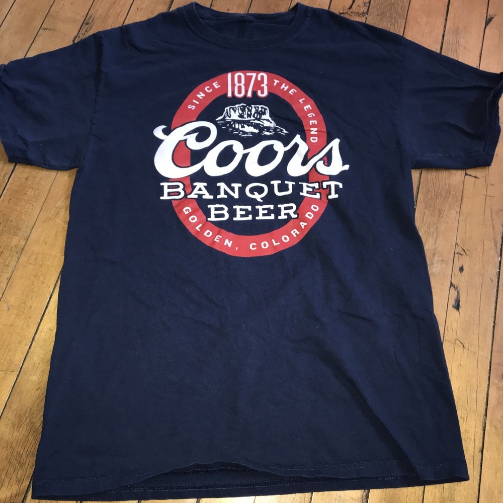Coors Banquet Beer Adult‎ Medium T-Shirt Navy Blue